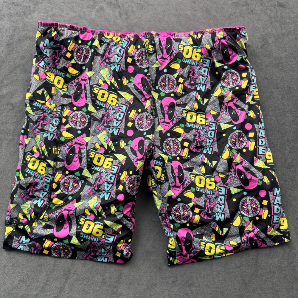 Marvel Deadpool Made in the 90s Graphic Athletic Shorts Neon Pink Black Mens S